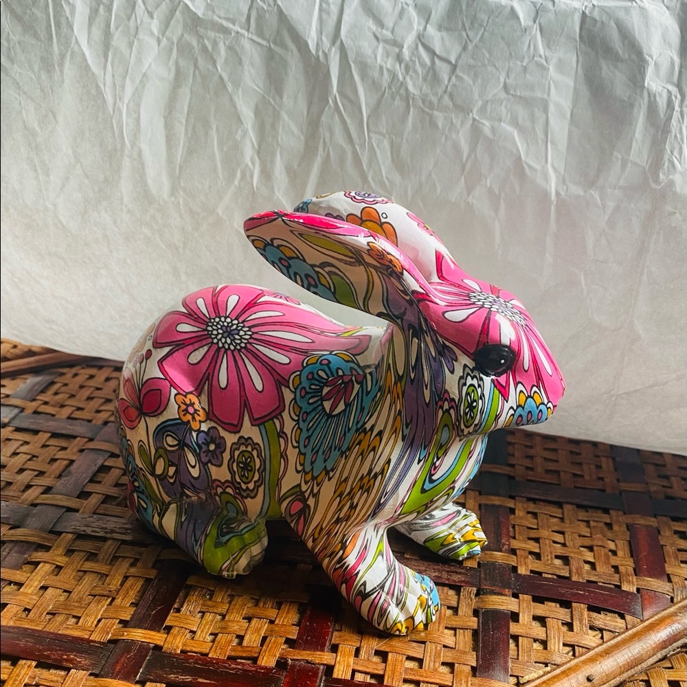 Bunny Rabbit Ceramic Floral Decoupage figurine (0059900) - Picture 9 of 9